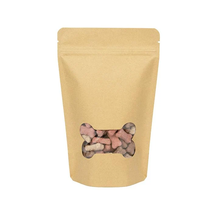 Stå upp påsar Kraft benfönster 13x7,9x20,6cm (25 st) [ZBGW3KB]