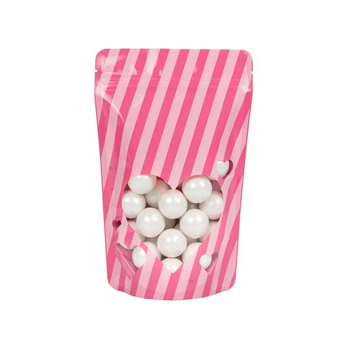 Stå upp påsar Pink w/ harts fönster 13x7,9x20,6cm (25 st) [ZBGW3HT]
