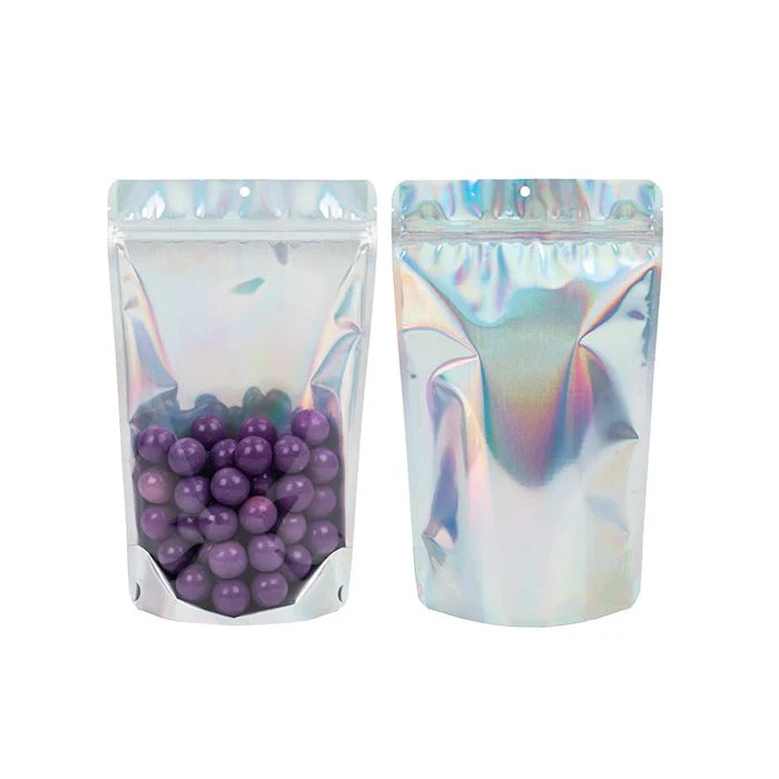 Stå upp påsar Transparent/Iridescent/Holographic 17,1x8,9x28,6cm Med hängande hål (25 st)[ZBGH4C]