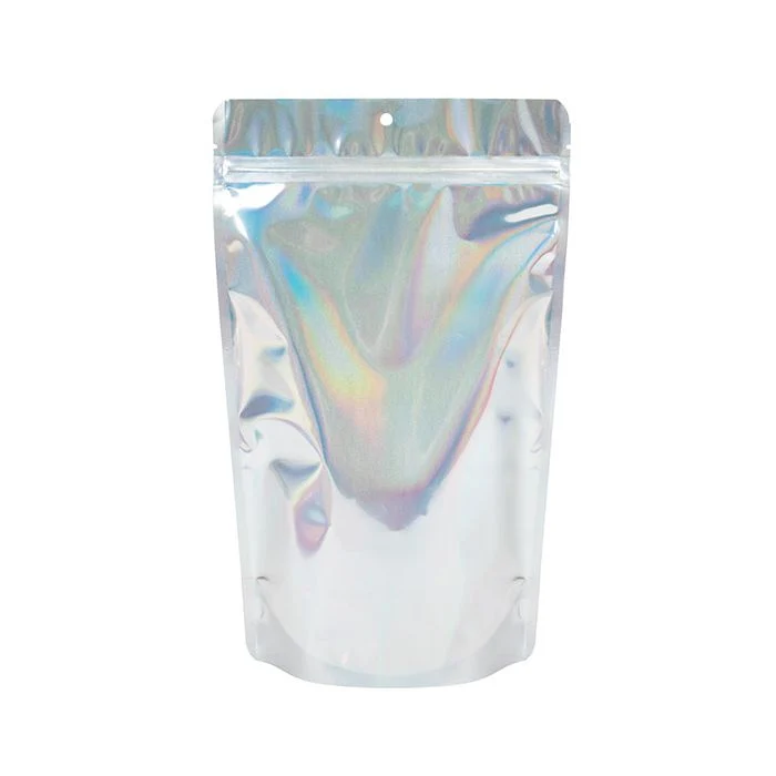 Stå upp påsar holografisk 17,1x8,9x28,6cm Med hängande hål (25 st)[ZBGH4]