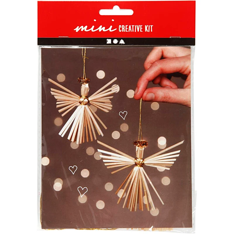 Mini DIY Kit, ängel i halm, H: 8 cm, 1 förp. [HOB-977414]