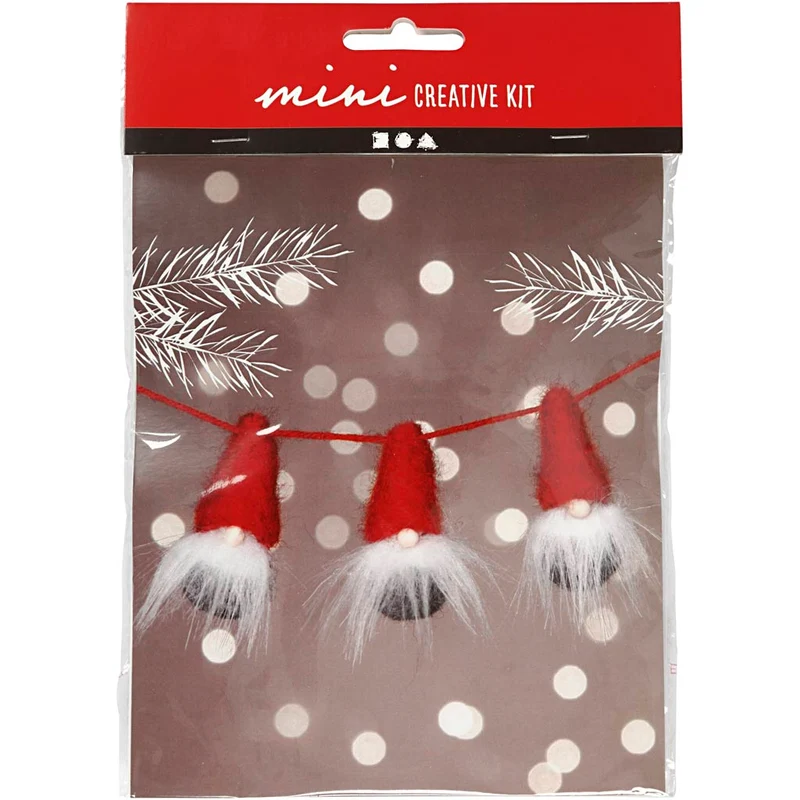 Mini DIY Kit, tomtenissar på snöre, H: 6 cm, 1 förp. [HOB-977407]