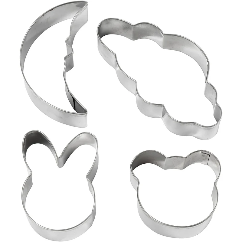 Utsticksform, moln, hare, björn, måne, H: 10 cm, 4 st./ 1 förp. [HOB-782888]