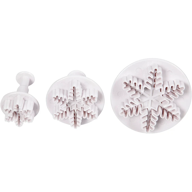Utsticksform med prägel, snökristall, Dia. 3,2+4,8+6,5 cm, vit, 3 st./ 1 förp. [HOB-782875]