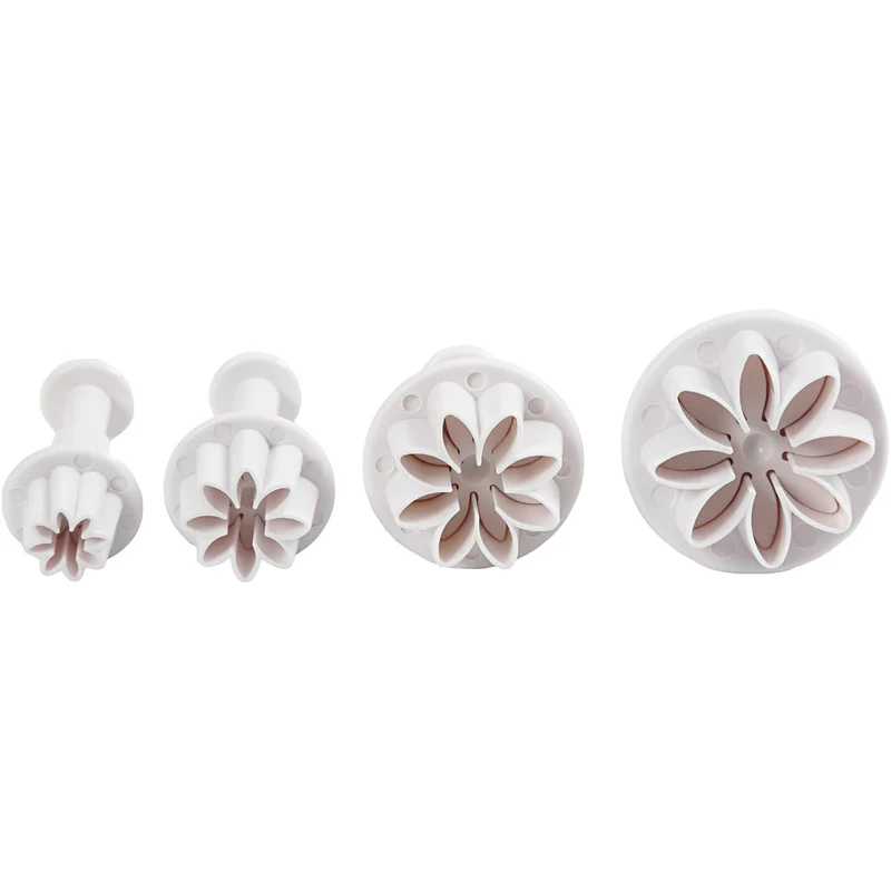Utsticksform med prägel, blomma, Dia. 2,3+2,8+3,6+4,4 cm, vit, 4 st./ 1 förp. [HOB-782873]