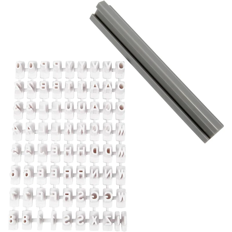 Stämpelset, bokstäver, siffror, H: 6 mm, vit, 1 set [HOB-78286]
