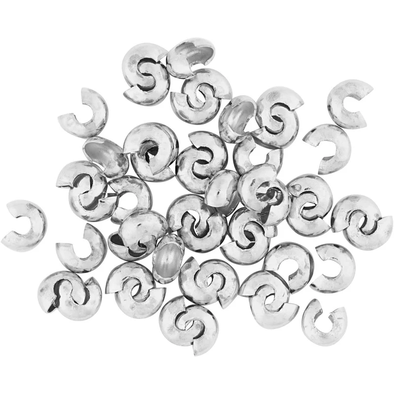 Knuttäckare till elastik, Dia. 5 mm, försilvrad, 500 st./ 1 förp. [HOB-61061]