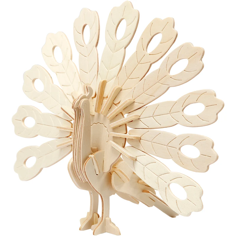 3D konstruktionsfigur, påfågel, stl. 10x20,5x17,5 cm, 1 st. [HOB-580501]