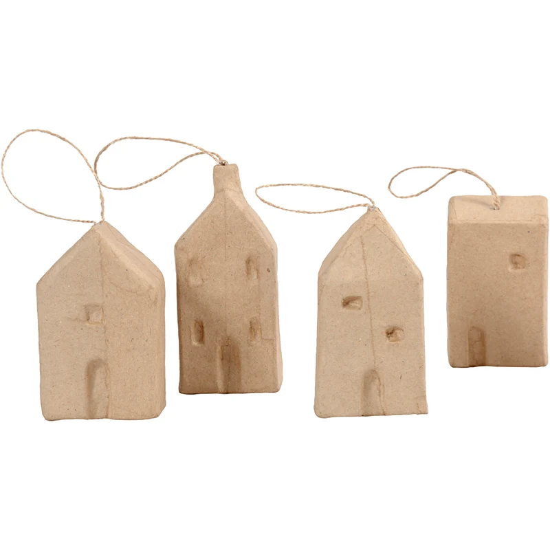 Hus, H: 9,5-12 cm, L: 5,5-6,5 cm, B: 3 cm, 4 st./ 1 förp. [HOB-549110]