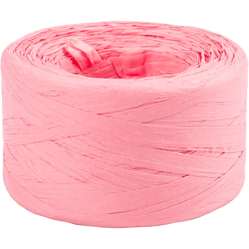 Raffia Pappersgarn, B: 7-8 mm, ljusrosa, 100 m/ 1 rl. [HOB-503296]