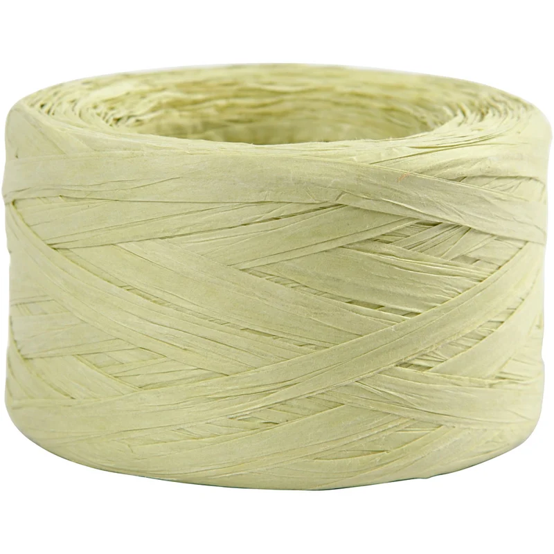Raffia Pappersgarn, B: 7-8 mm, ljusgrön, 100 m/ 1 rl. [HOB-503295]
