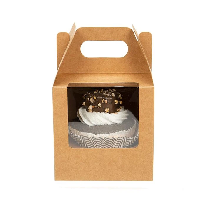 Lådor med handtag för enkel muffinshandtag Kraft 10,2x10,2x10,2cm (100 uppsättningar) [CBS57K]
