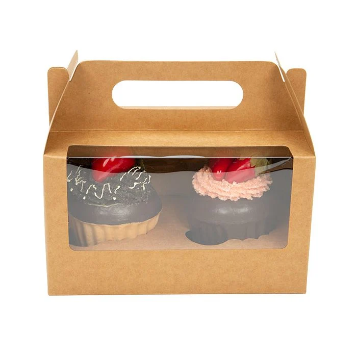 Dubbel Cupcake Handle Box Kraft Set 17,8x10,2x10,2cm (100 Sets) [CBS173K]