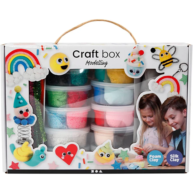 Foam Clay® och Silk Clay® i temaask, mixade färger, 1 set [HOB-98120]