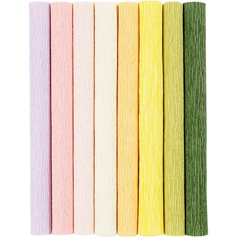 Kräppapper, ark 25x60 cm, Stretchbarhet: 180%, 105 g, pastellfärger, 8 ark/ 1 förp. [HOB-209001]