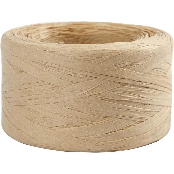 Raffia Pappersgarn, B: 7-8 mm, sand, 100 m/ 1 rl. [HOB-503293]
