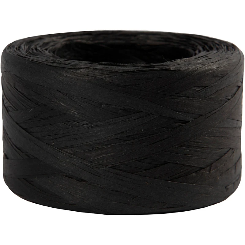 Raffia Pappersgarn, B: 7-8 mm, svart, 100 m/ 1 rl. [HOB-503292]