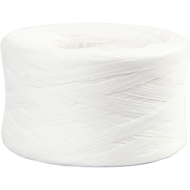 Raffia Pappersgarn, B: 7-8 mm, vit, 100 m/ 1 rl. [HOB-503291]