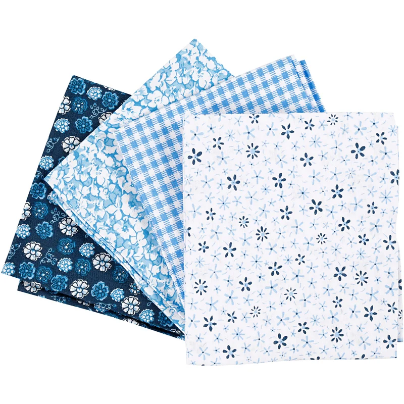 Patchworktyg, stl. 45x55 cm, 100 g, blå, 4 st./ 1 bunt [HOB-441835]