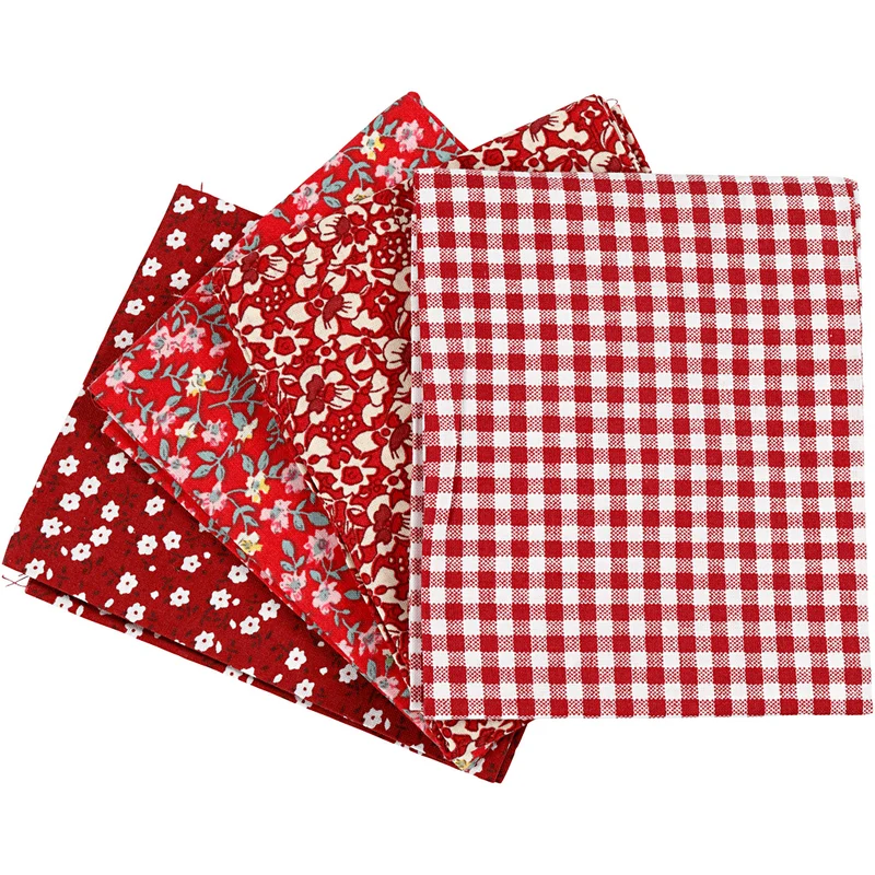 Patchworktyg, stl. 45x55 cm, 100 g, röd, 4 st./ 1 bunt [HOB-441833]