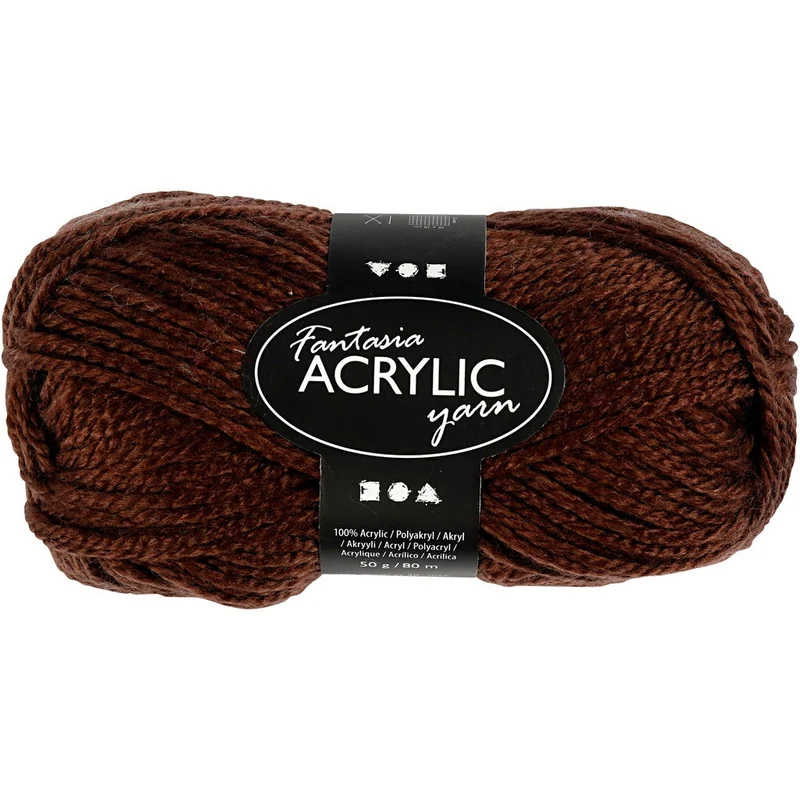 Fantasia Akrylgarn, L: 80 M, brun, 50 g/ 1 nystan [HOB-421806]