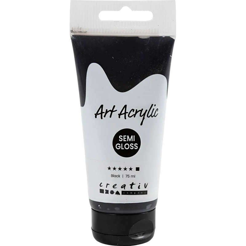 Akrylfärg, halvblank, täckande, svart, 75 ml/ 1 flaska [HOB-35158]