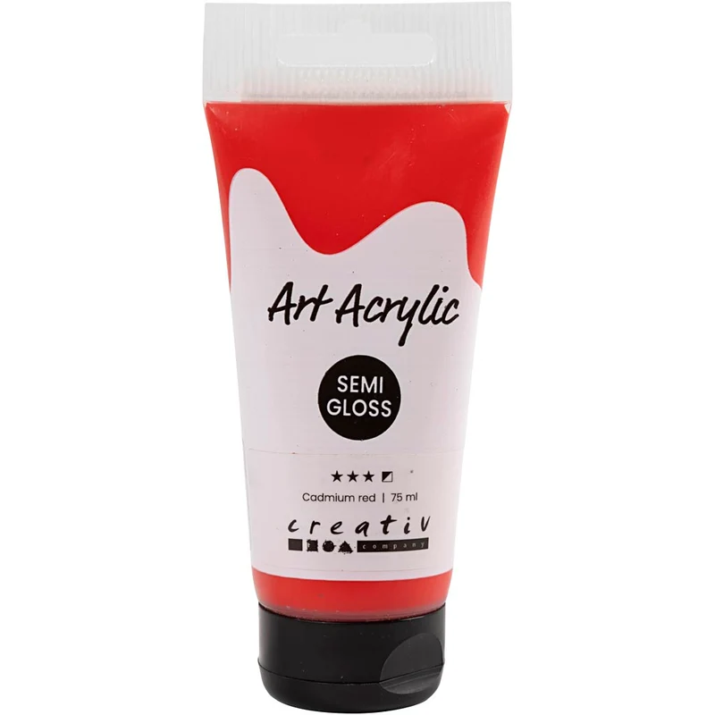 Akrylfärg, halvblank, semi opaque, cadmiumröd, 75 ml/ 1 flaska [HOB-35146]