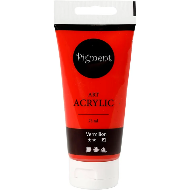 Akrylfärg, halvblank, semi opaque, primärröd, 75 ml/ 1 flaska [HOB-35145]