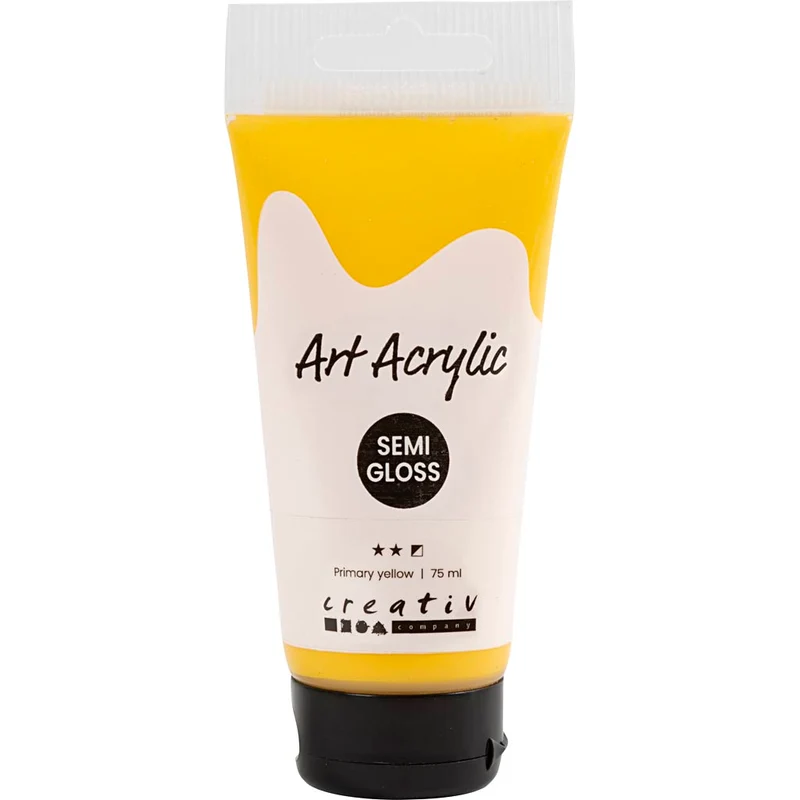 Akrylfärg, halvblank, semi opaque, primärgul, 75 ml/ 1 flaska [HOB-35143]