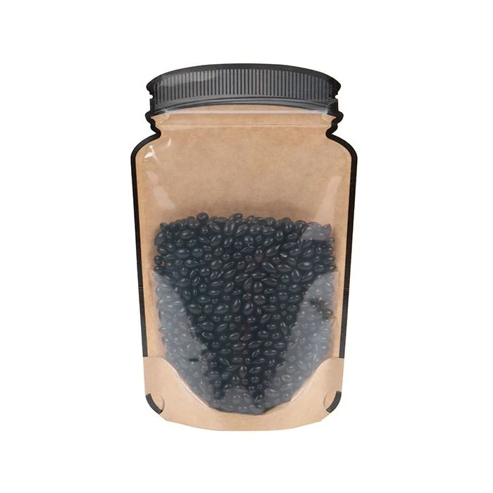 Mason Jar Zipper Pouch Kraft w/ Klart Front 13x7,6x20,6cm (100 st) [SP3KCZ]