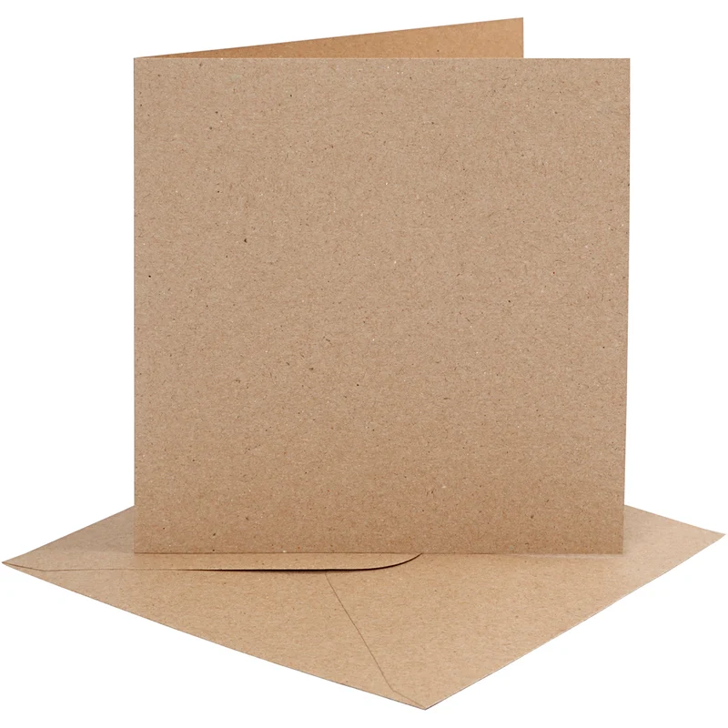 Kort och kuvert, kortstl. 15,2x15,2 cm, kuvertstl. 16x16 cm, 230 g, natur, 4 set/ 1 förp. [HOB-230552]