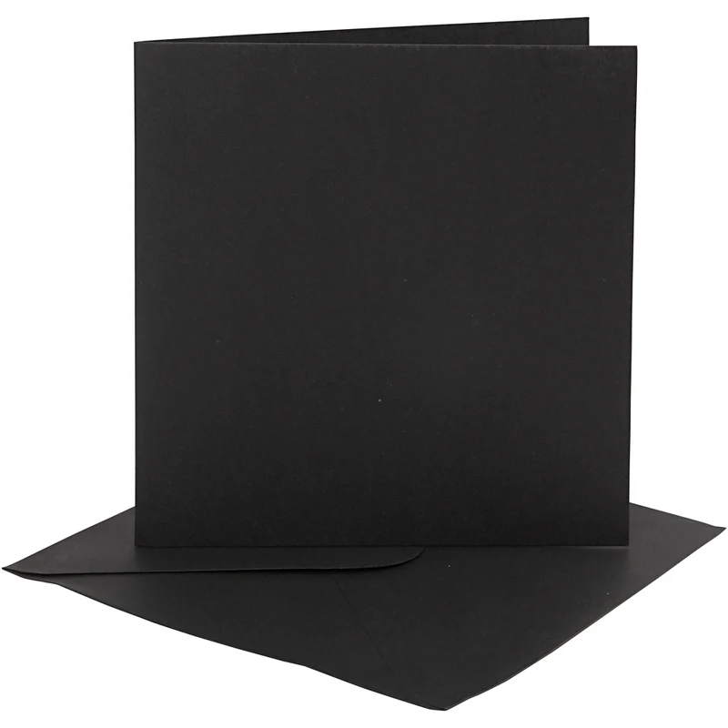 Kort och kuvert, kortstl. 15,2x15,2 cm, kuvertstl. 16x16 cm, 230 g, svart, 4 set/ 1 förp. [HOB-230551]