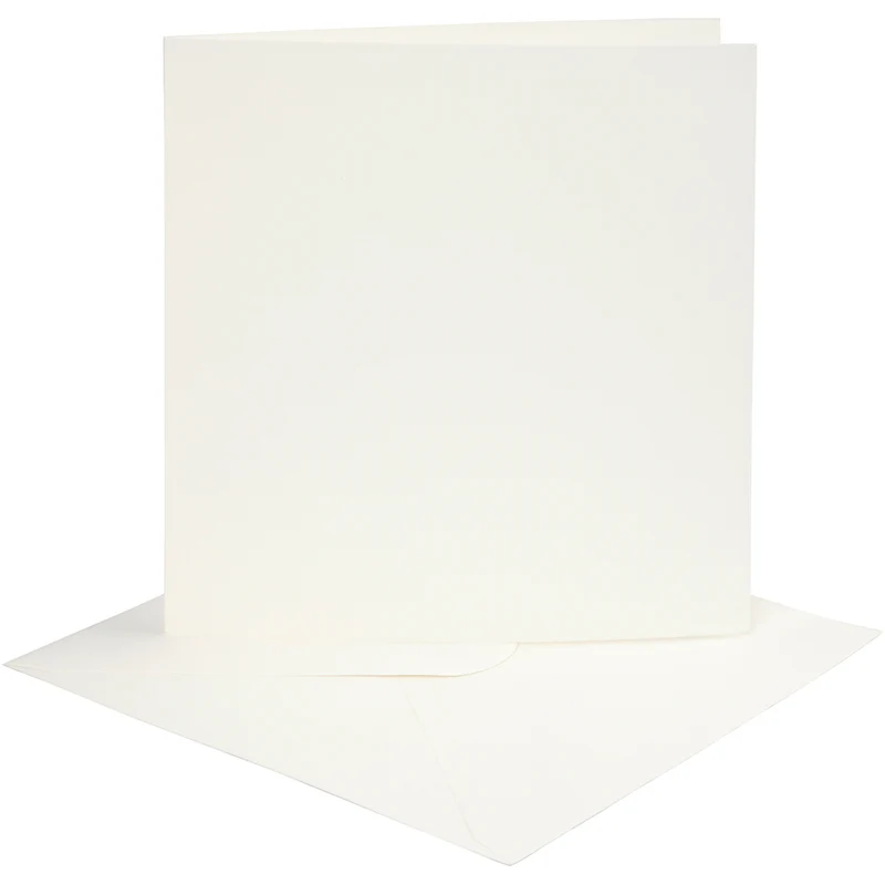 Kort och kuvert, kortstl. 15,2x15,2 cm, kuvertstl. 16x16 cm, 220 g, råvit, 4 set/ 1 förp. [HOB-230542]