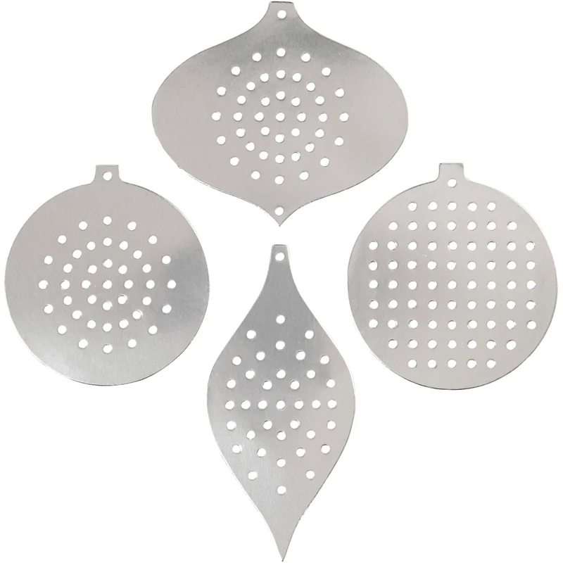 Sykartong, julornament, H: 8,5-12 cm, Hålstl. 3 mm, metallicsilver, 8 st./ 1 förp. [HOB-219612]