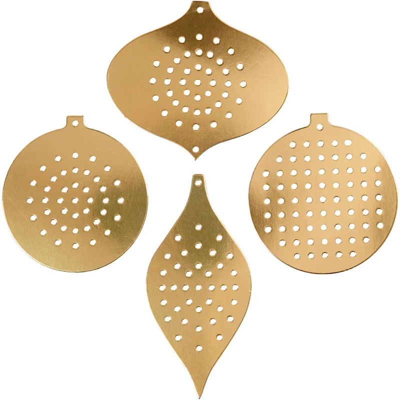 Sykartong, julornament, H: 8,5-12 cm, Hålstl. 3 mm, metallicguld, 8 st./ 1 förp. [HOB-219611]