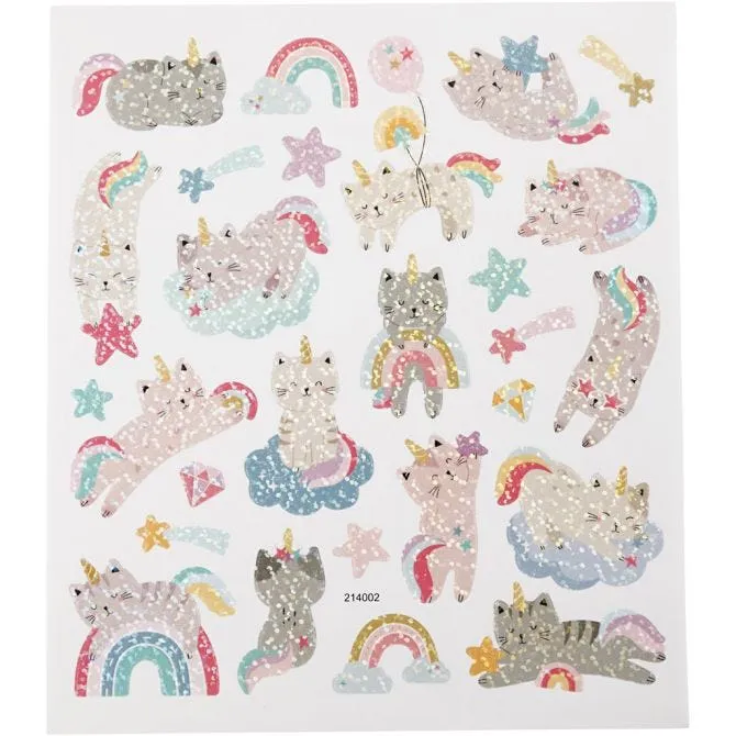 Klistermärken, unicorn katter, ark 15x16,5 cm, 1 ark [HOB-29047]