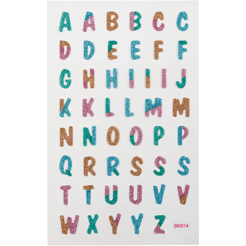Glitterstickers, bokstäver, ark 10x16 cm, 1 ark [HOB-280017]