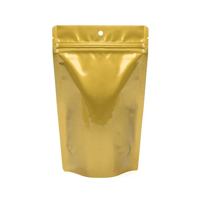 Stå upp påsar Guld 13x7,9x20,6cm Med hängande hål (100 st) [ZBGM3GH]