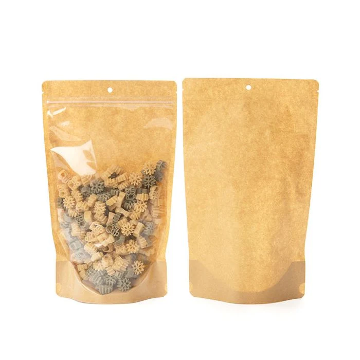 Stå upp påsar Transparent/Kraft 17,1x8,9x28,6cm Med hängande hål (100 st) [ZBGKC4H]