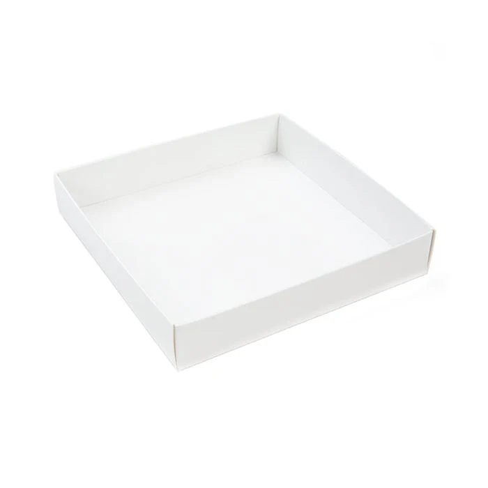 Papperslåda botten matt vit 13x2,5x13,3cm (25 st) [WH357]