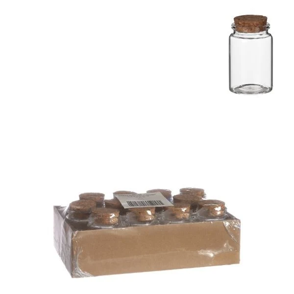 Förvaringscylinder i glas med kork Ø 4,5 cm och 7,5 cm hög (12 st) [IFS-29145]