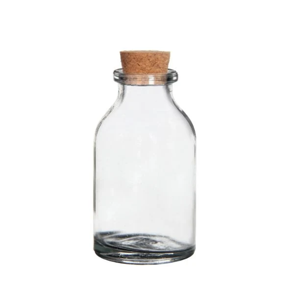 Glasflaska Mini med kork 20ml 6cm hög Ø 3 cm (bricka med 105 st) [IFS-28075]