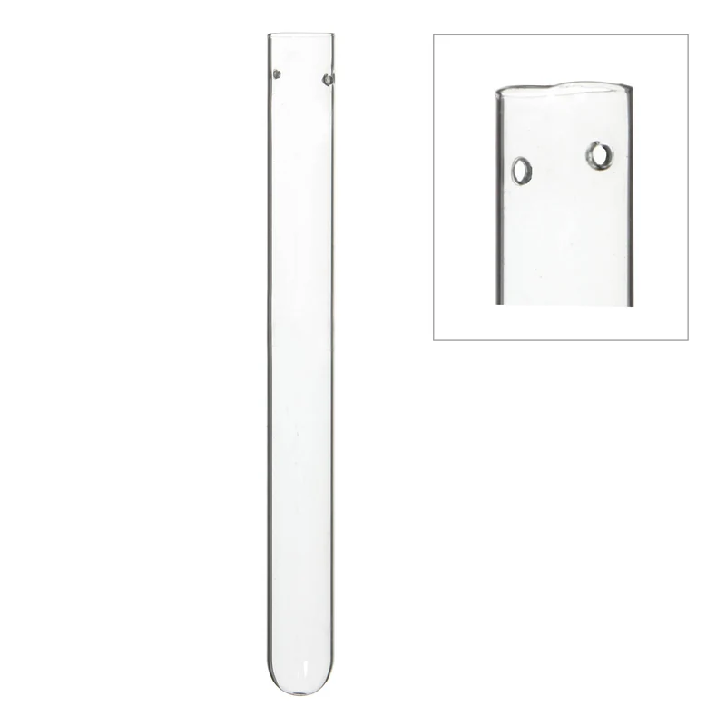 Glasprovrör 2 cm diameter 20 cm högt, med 2 hål (set med 12 st) [IFS-29113]