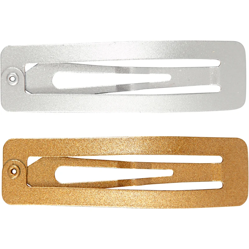 Hårspänne , L: 58 mm, B: 16 mm, guld, silver, 4 st./ 1 förp. [HOB-600995]