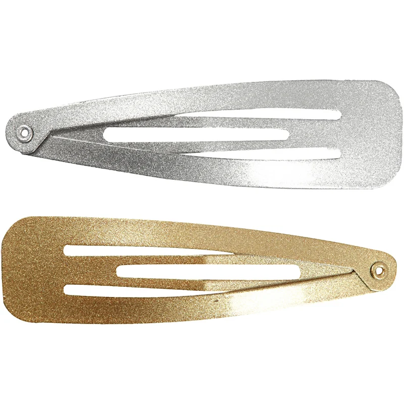 Hårspänne , L: 66 mm, B: 17 mm, guld, silver, 4 st./ 1 förp. [HOB-600994]