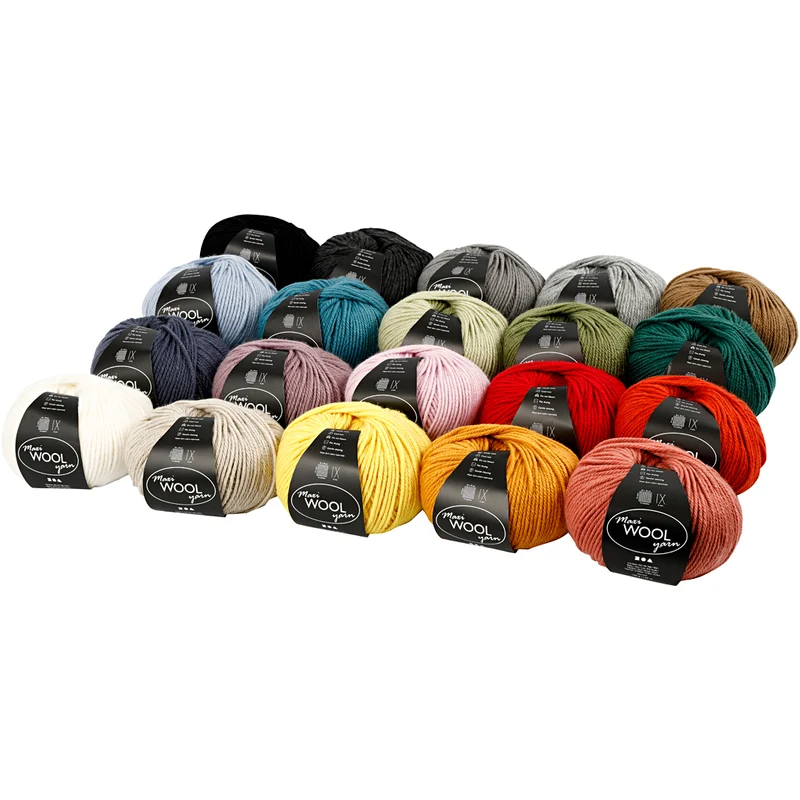 Ullgarn, L: 125 M, mixade färger, 20x100 g/ 1 förp. [HOB-447400]