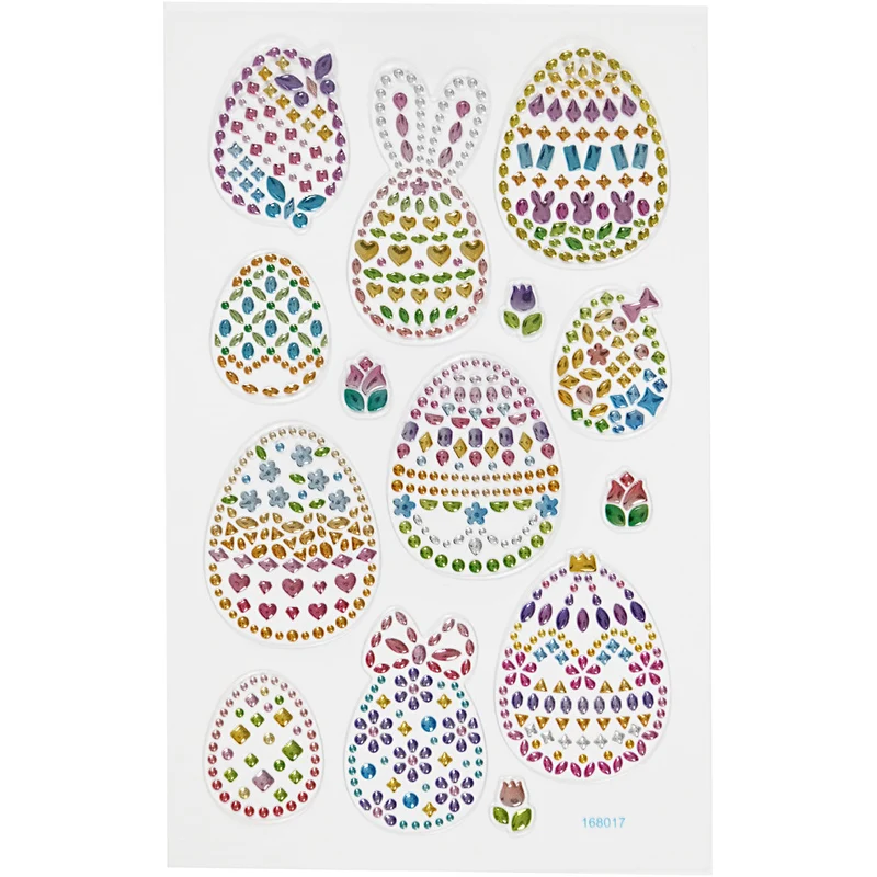 Diamond stickers, påskägg, ark 10x16 cm, 1 ark [HOB-284036]