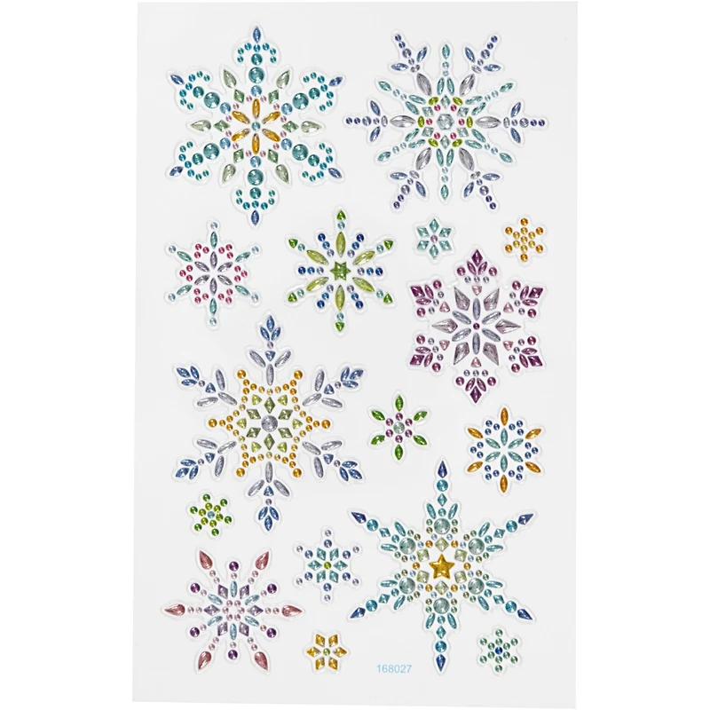 Diamond stickers, snöflingor, ark 10x16 cm, 1 ark [HOB-284033]