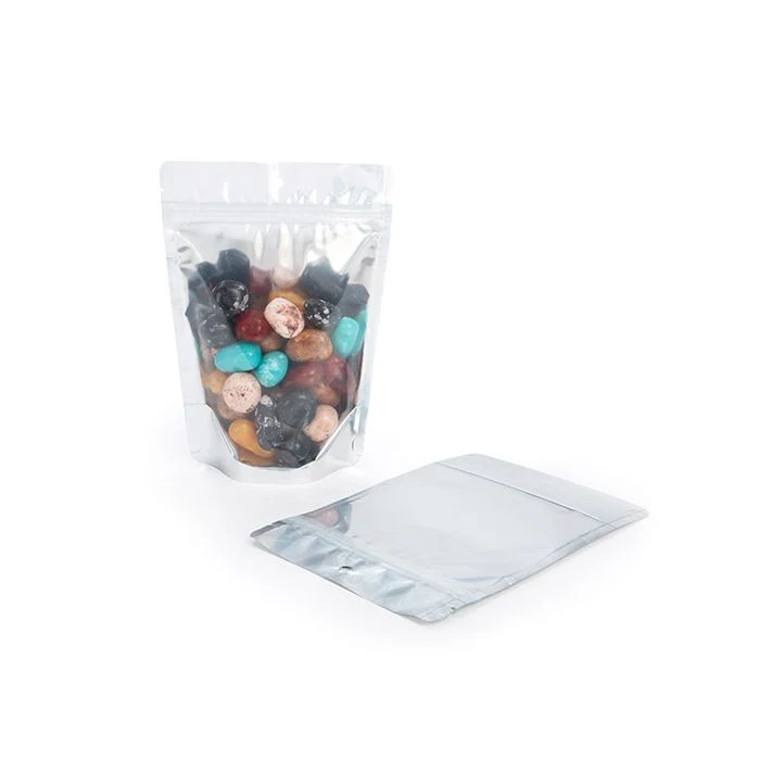 Stå upp påsar med vit baksida 12 x 7,5 x 18,5 cm med upphängningshål (100 st) [ZBGW46H]