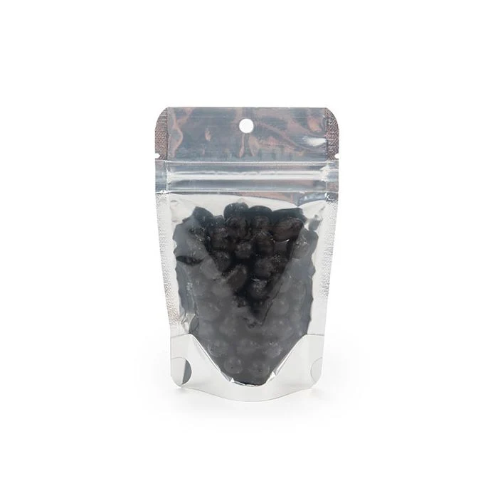 Stå upp påsar med vit baksida 8 x 5 x 13 cm med upphängningshål (100 st) [ZBGW1H]